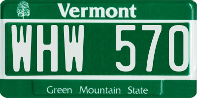 VT license plate WHW570