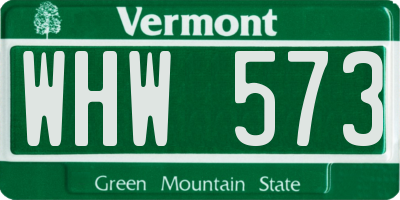 VT license plate WHW573