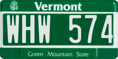 VT license plate WHW574