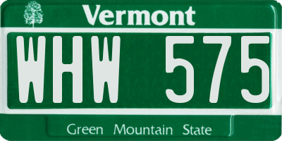 VT license plate WHW575