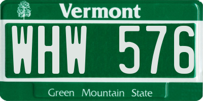 VT license plate WHW576