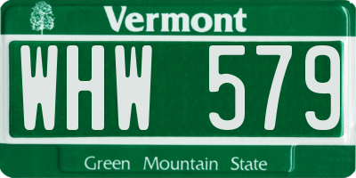 VT license plate WHW579