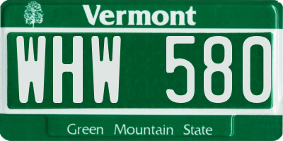 VT license plate WHW580