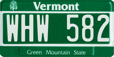 VT license plate WHW582