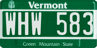 VT license plate WHW583