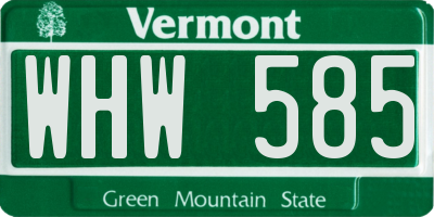 VT license plate WHW585