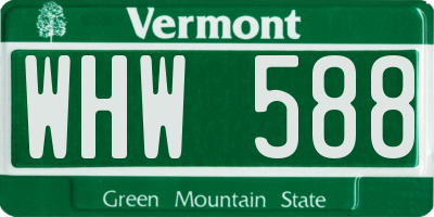 VT license plate WHW588