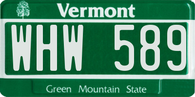 VT license plate WHW589