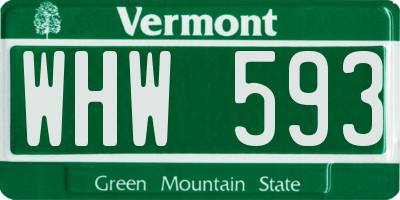 VT license plate WHW593