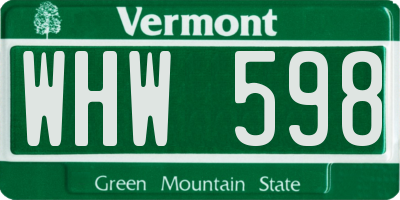 VT license plate WHW598