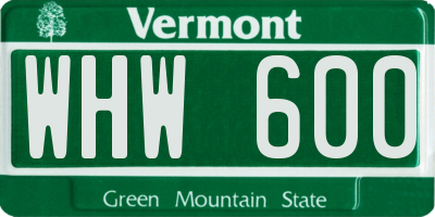VT license plate WHW600