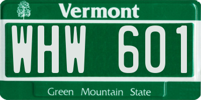 VT license plate WHW601