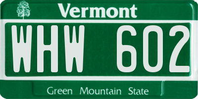 VT license plate WHW602