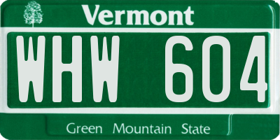 VT license plate WHW604