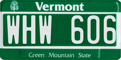 VT license plate WHW606