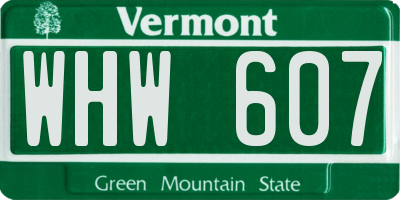 VT license plate WHW607