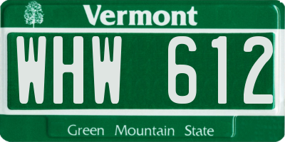 VT license plate WHW612