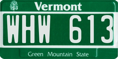 VT license plate WHW613