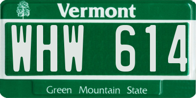 VT license plate WHW614