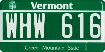 VT license plate WHW616