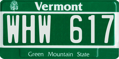 VT license plate WHW617