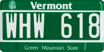 VT license plate WHW618