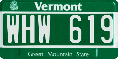 VT license plate WHW619