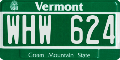 VT license plate WHW624