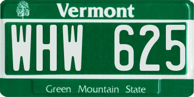 VT license plate WHW625