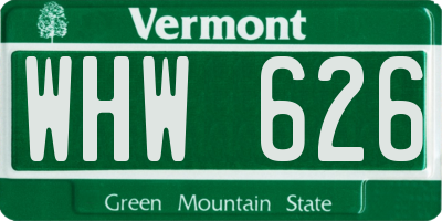 VT license plate WHW626