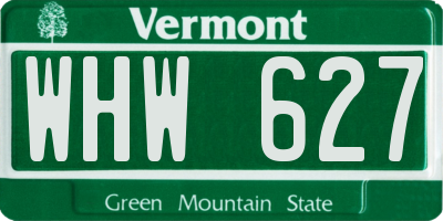 VT license plate WHW627