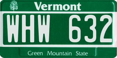 VT license plate WHW632
