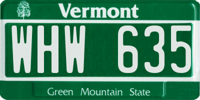 VT license plate WHW635