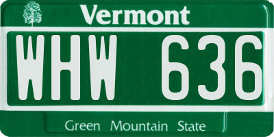 VT license plate WHW636
