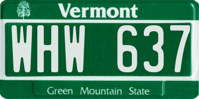 VT license plate WHW637