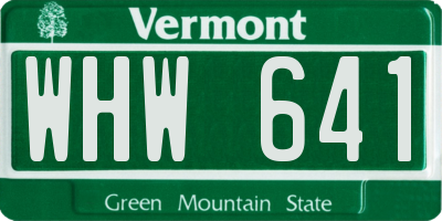 VT license plate WHW641