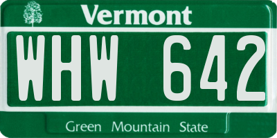 VT license plate WHW642