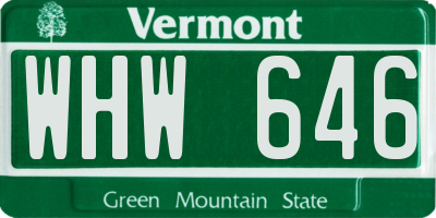 VT license plate WHW646