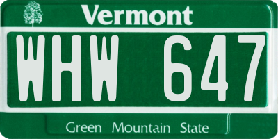 VT license plate WHW647