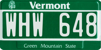 VT license plate WHW648