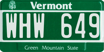 VT license plate WHW649