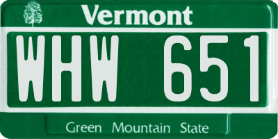 VT license plate WHW651