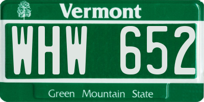 VT license plate WHW652
