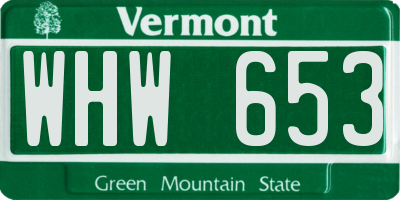 VT license plate WHW653