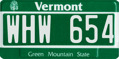 VT license plate WHW654
