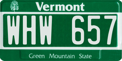 VT license plate WHW657