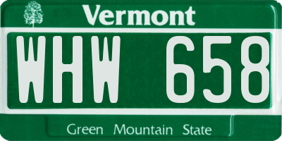 VT license plate WHW658