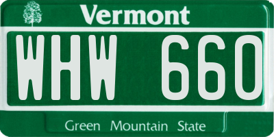 VT license plate WHW660