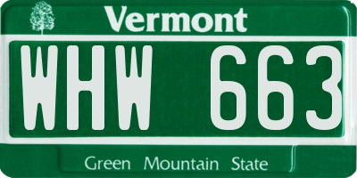VT license plate WHW663