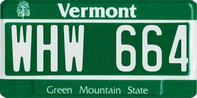 VT license plate WHW664